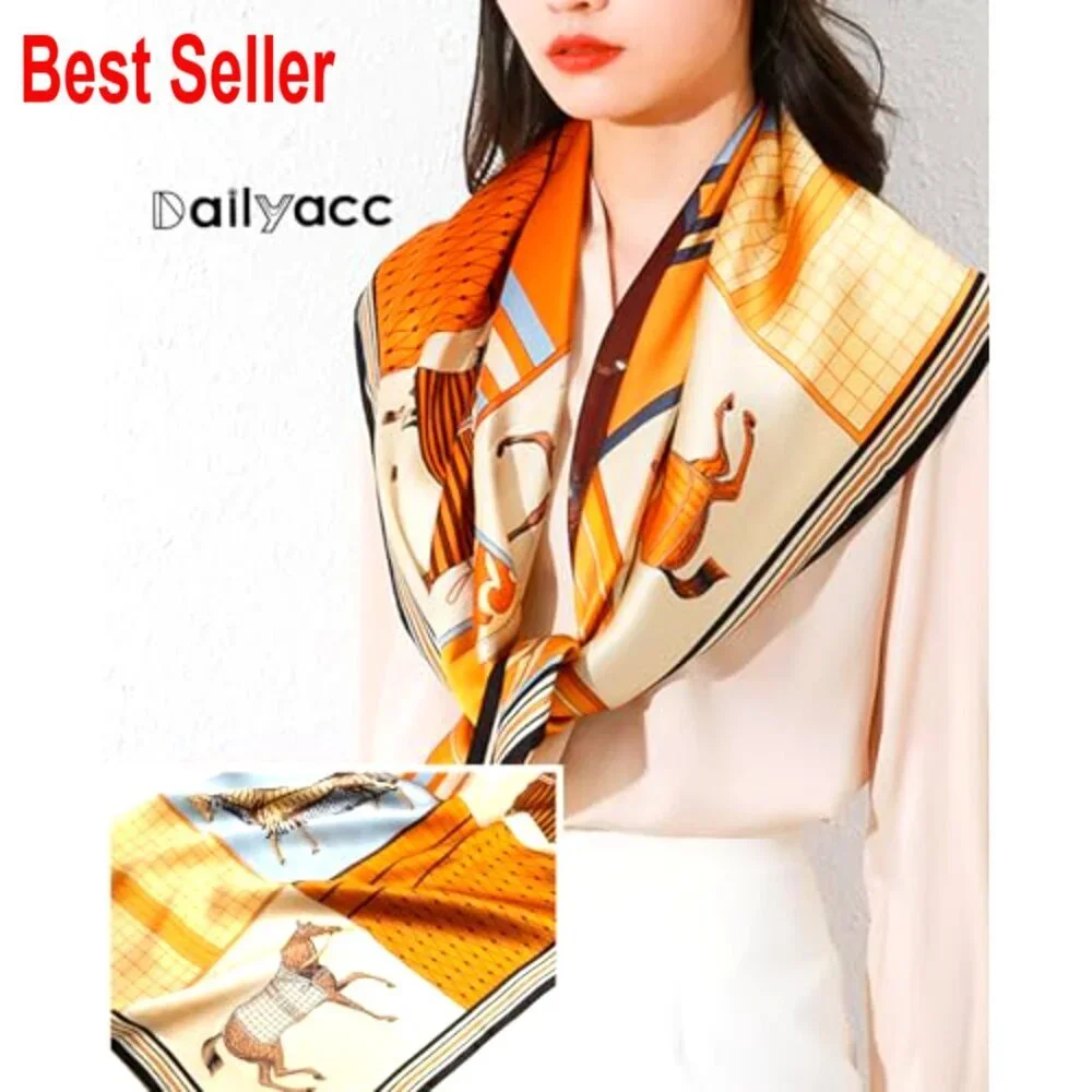 Silk Satin Head Scarf for Women, Lightweight Fashion Neck Scarf